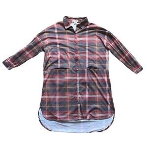 Passport Oversized Flannel Shirt Dress‎ Fall Womens Small